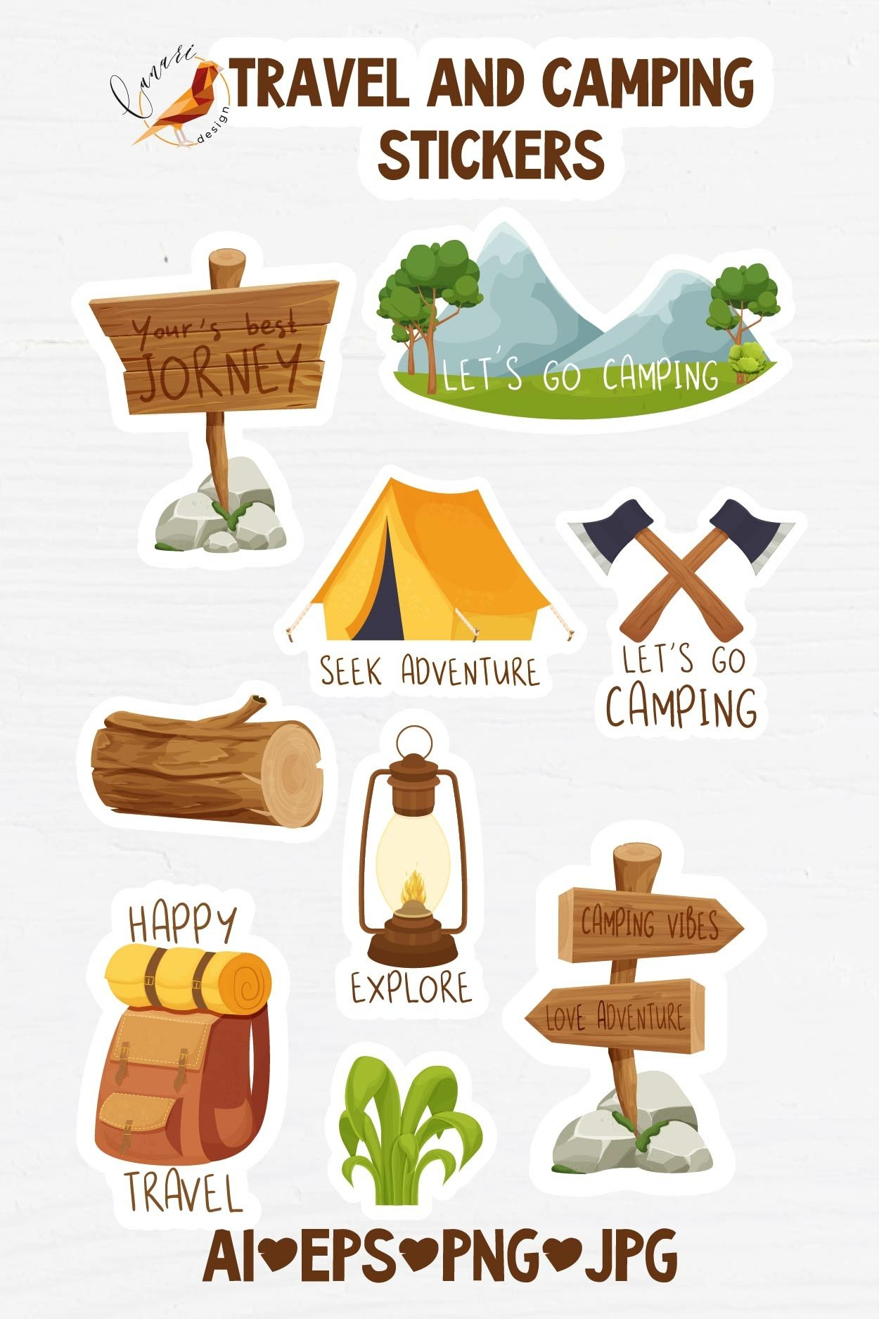 Travel and CAMPING Printable stickers PNG