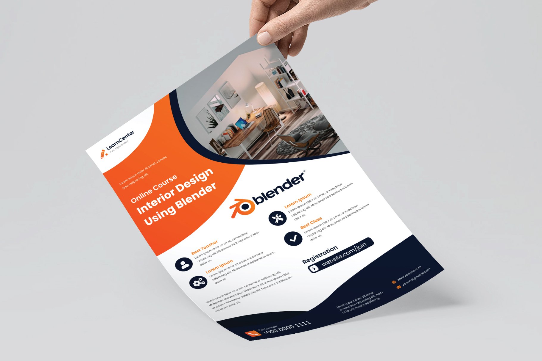 3D Blender Online Class Flyer Template