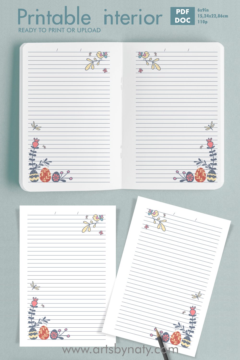 Lovely Easter printable journal for KDP.