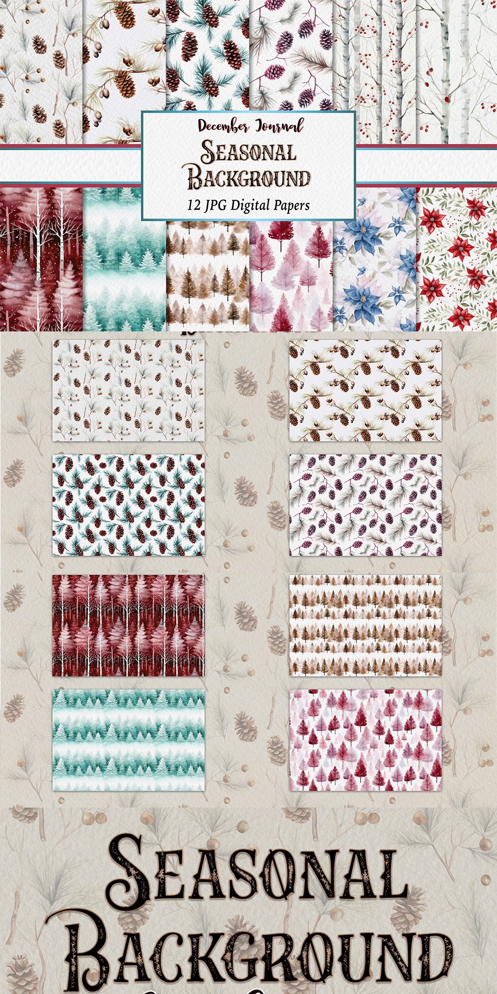 December Seasonal Background Digital Papers