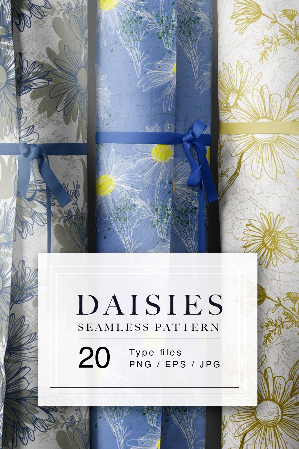 Daisies Chamomile seamless pattern