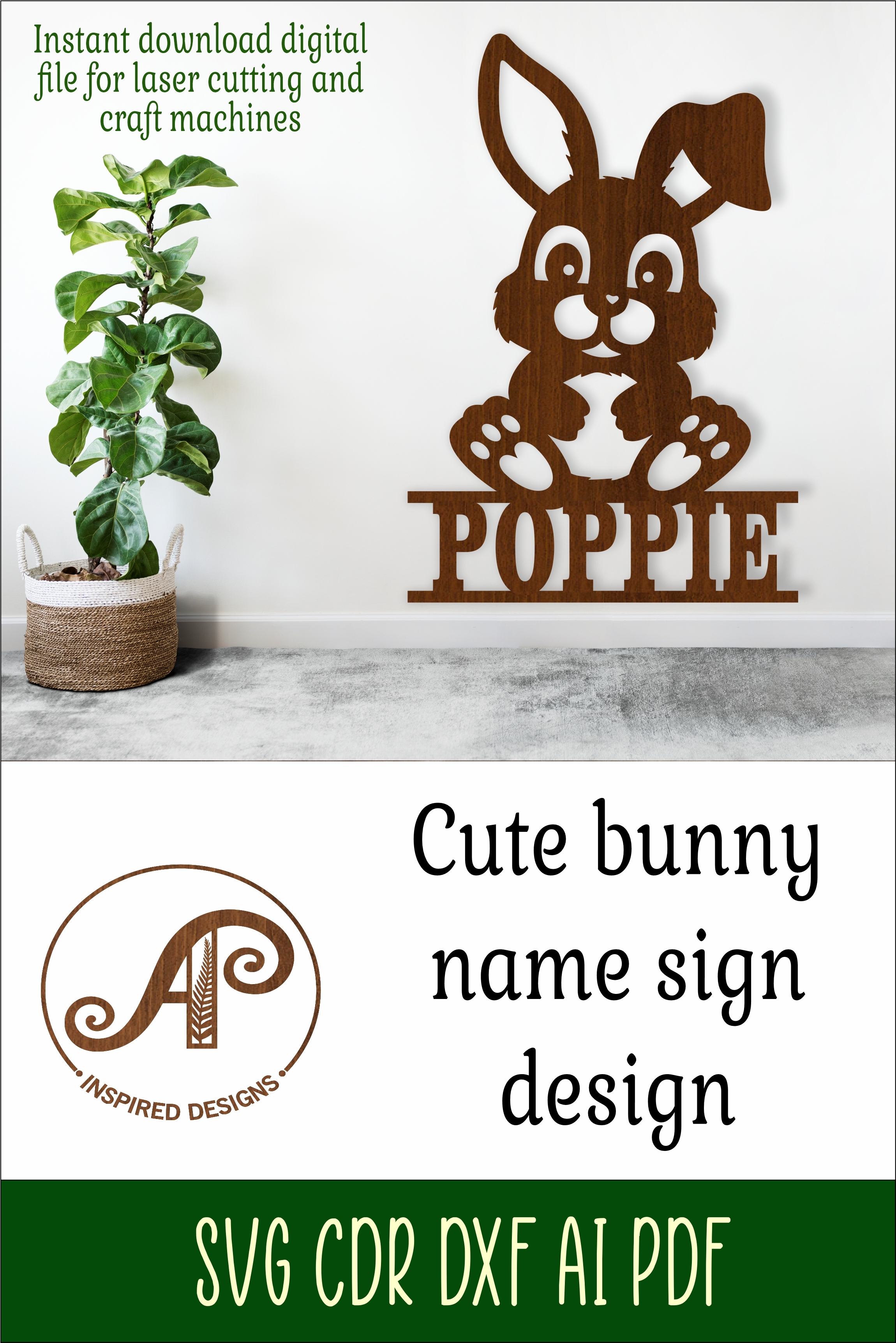 Name Sign For Rabbit Cute sitting bunny Name sign