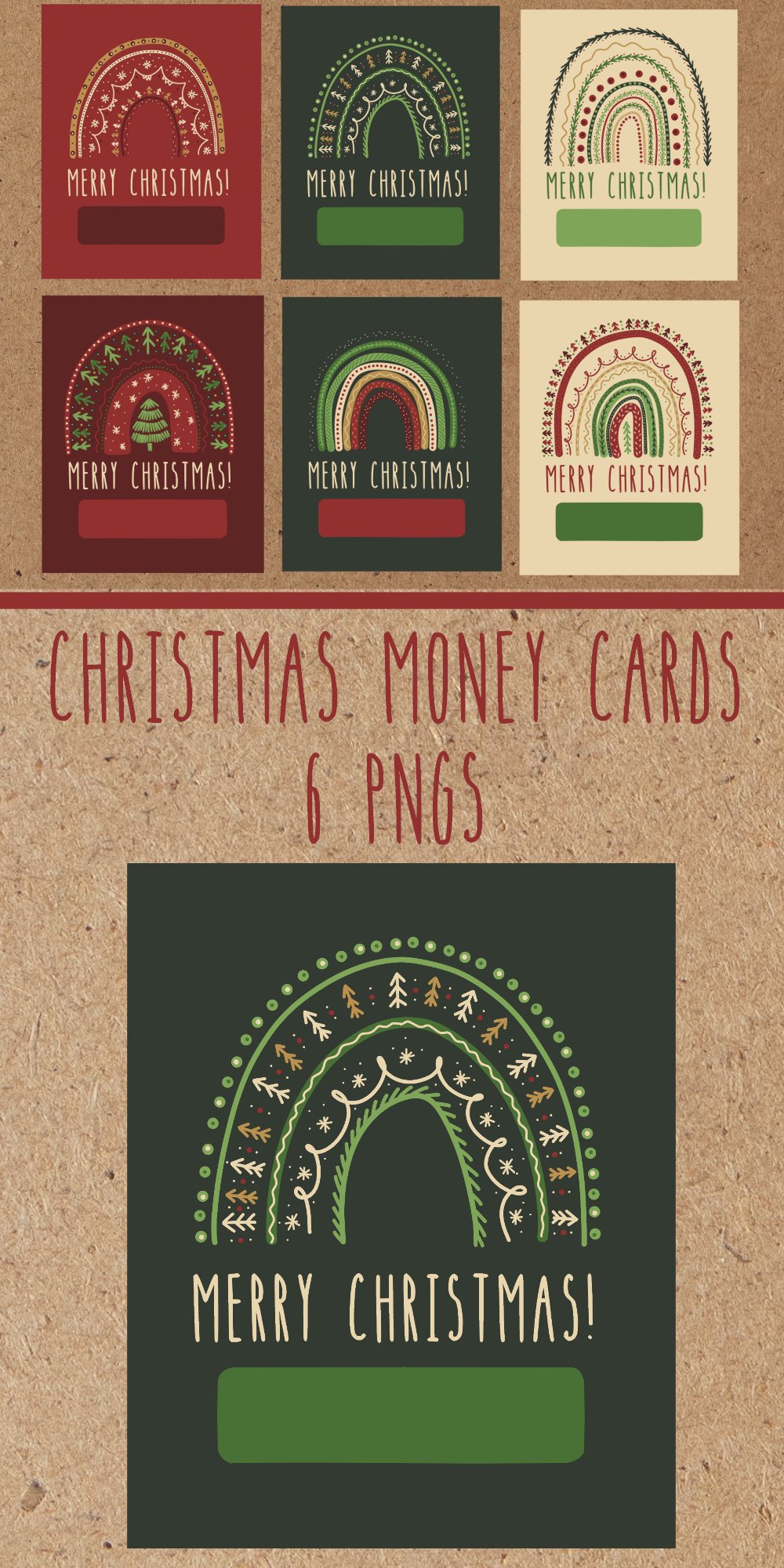 Christmas Printable Money Holders - 6 pngs