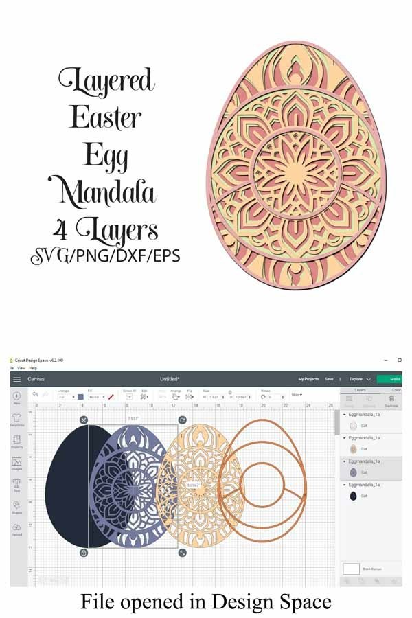 Easter Egg Mandala 3D Layered SVG file