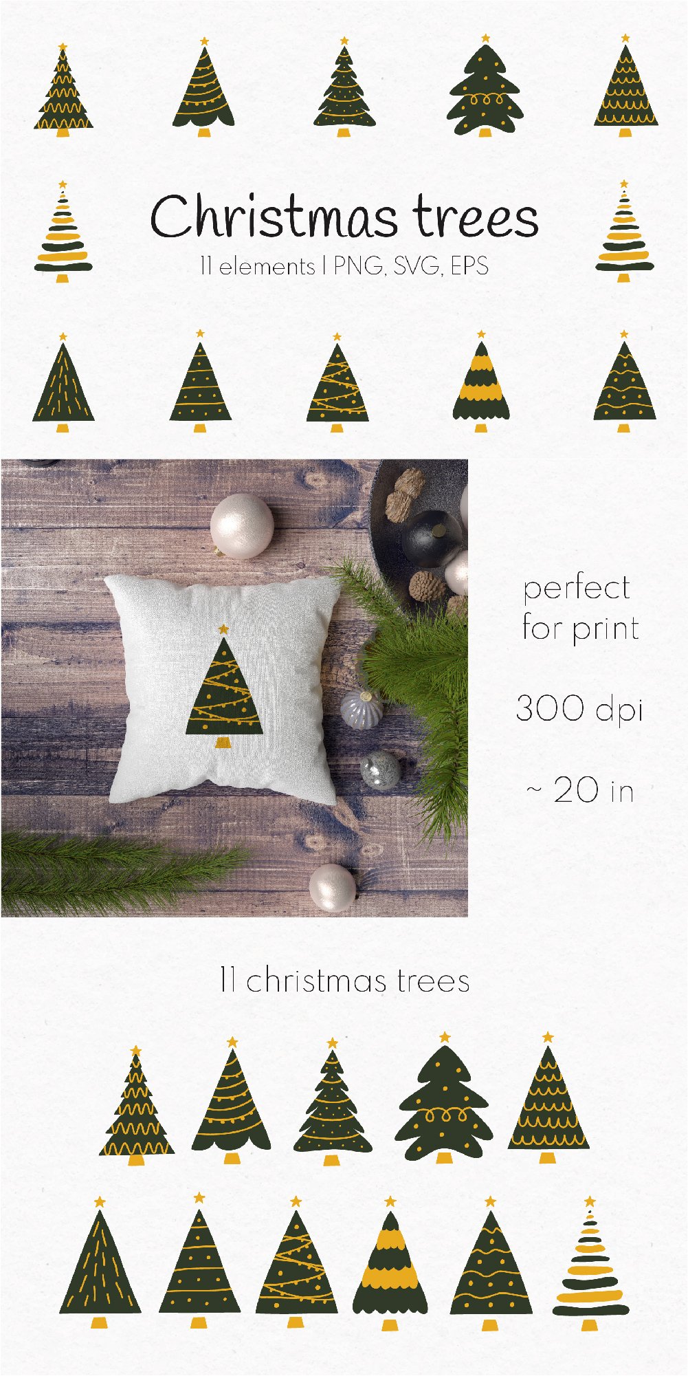 Christmas Tree SVG Bundle Green and Yellow Christmas Trees