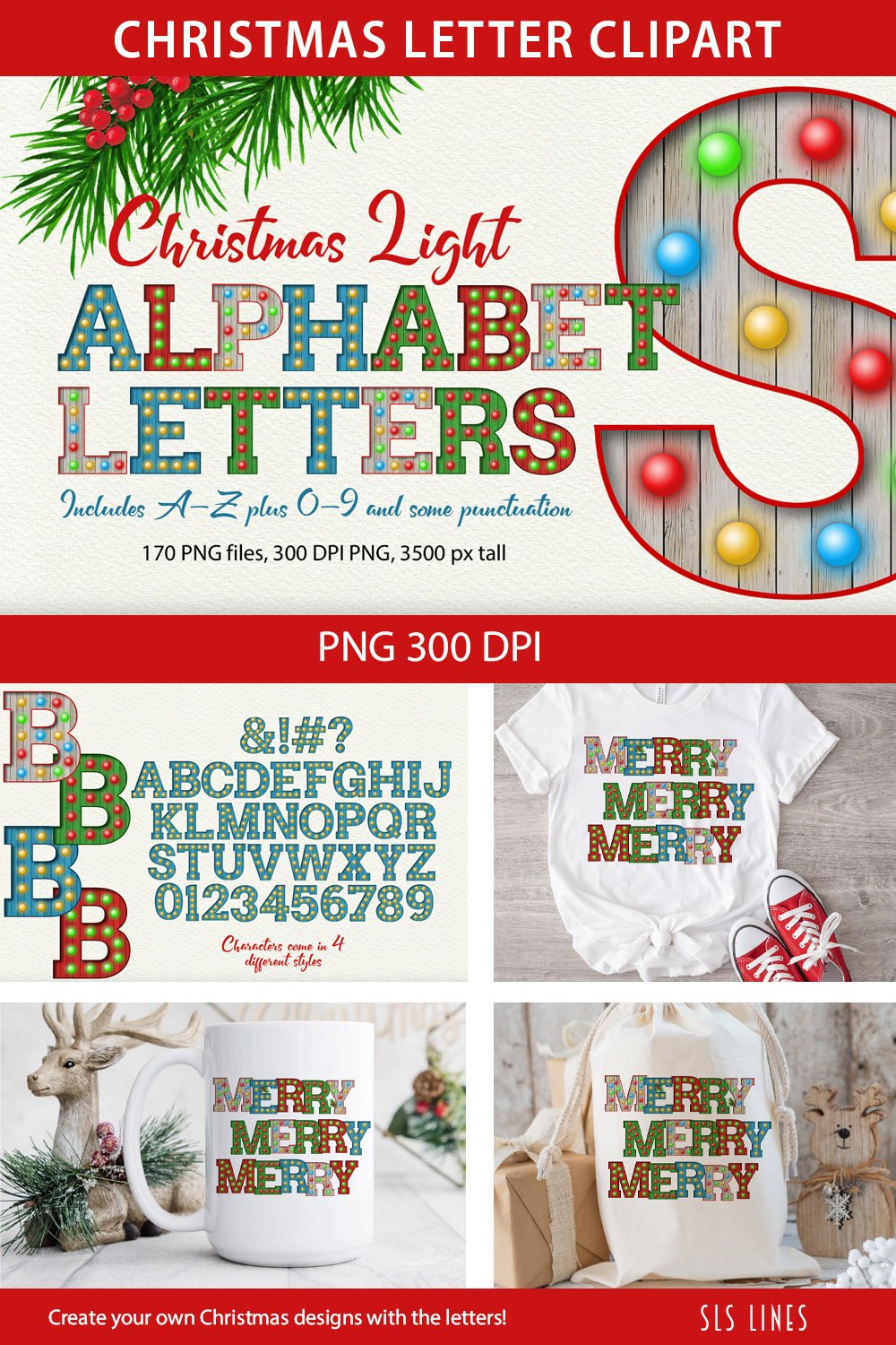 Christmas Letter Clipart | Alphabet PNGs Christmas Lights