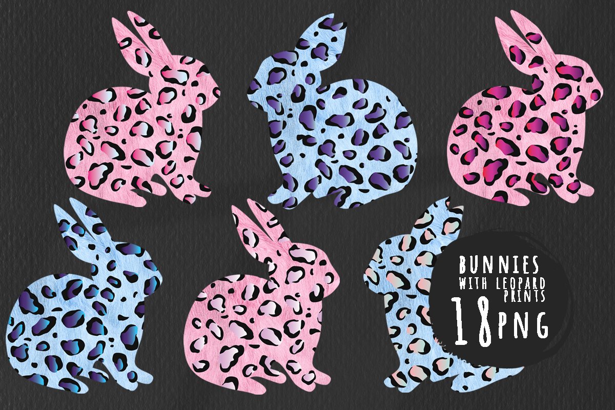Easter rabbits with leopard prints