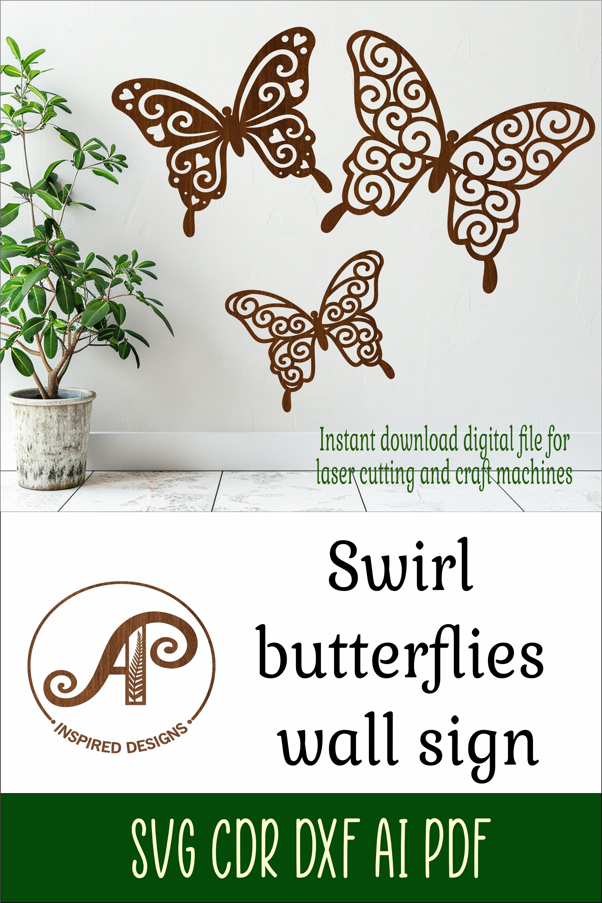 Butterfly designs wall art signs, SVG file. vector