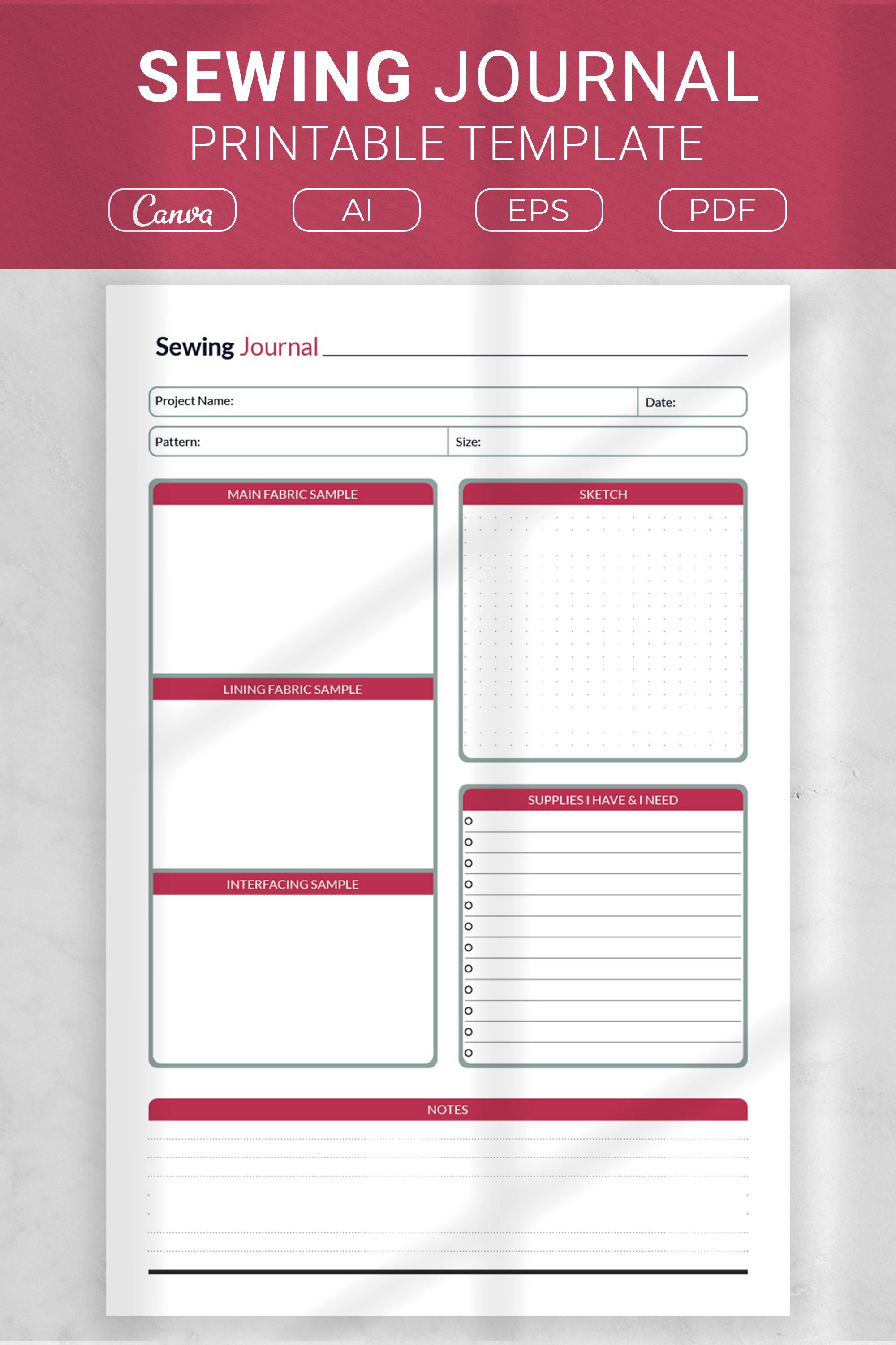 Sewing Journal Printable Template