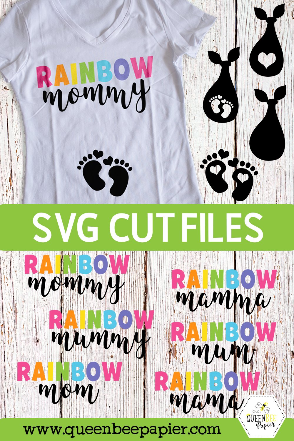 Rainbow Mom SVG Cut Files, Pregnancy SVG, Mother's Day SVG