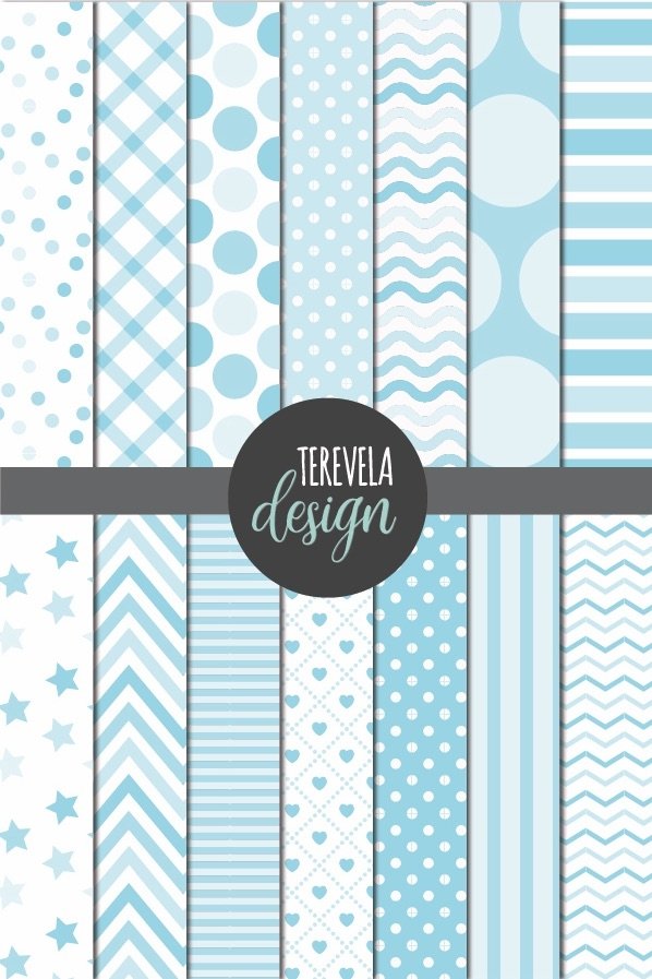 BLUE digital paper, blue paper pack, baby boy paper