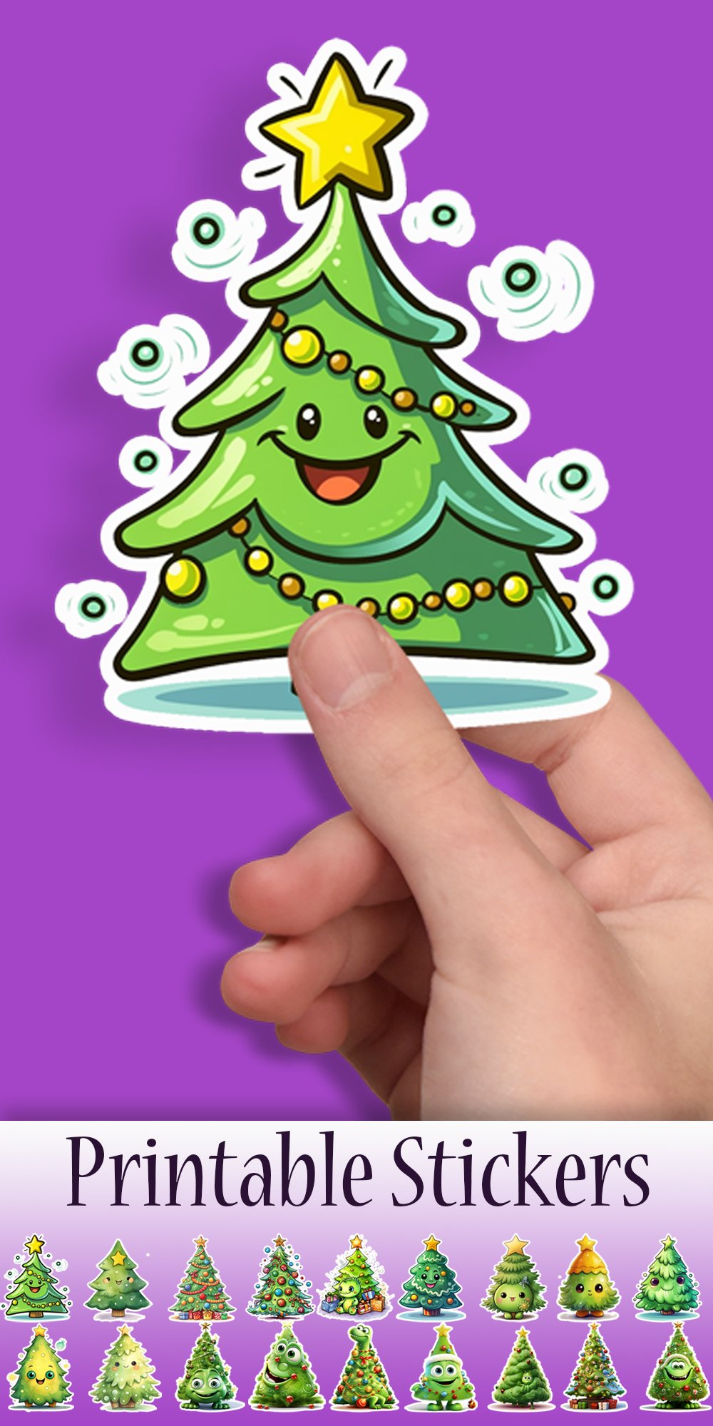 Cute Christmas Tree Stickers for Windows, the Wall, and more