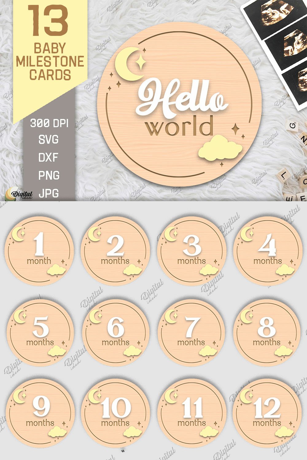 Baby Milestone Card Laser Cut Bundle. Baby Months (3014455)