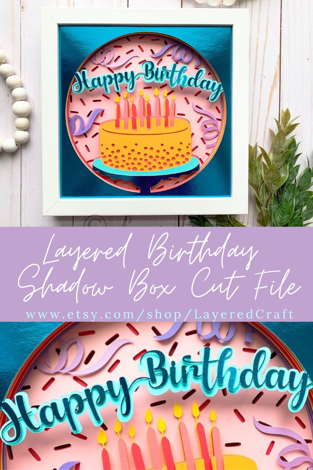 3D SVG Happy Birthday Layered Shadow Box Cut File