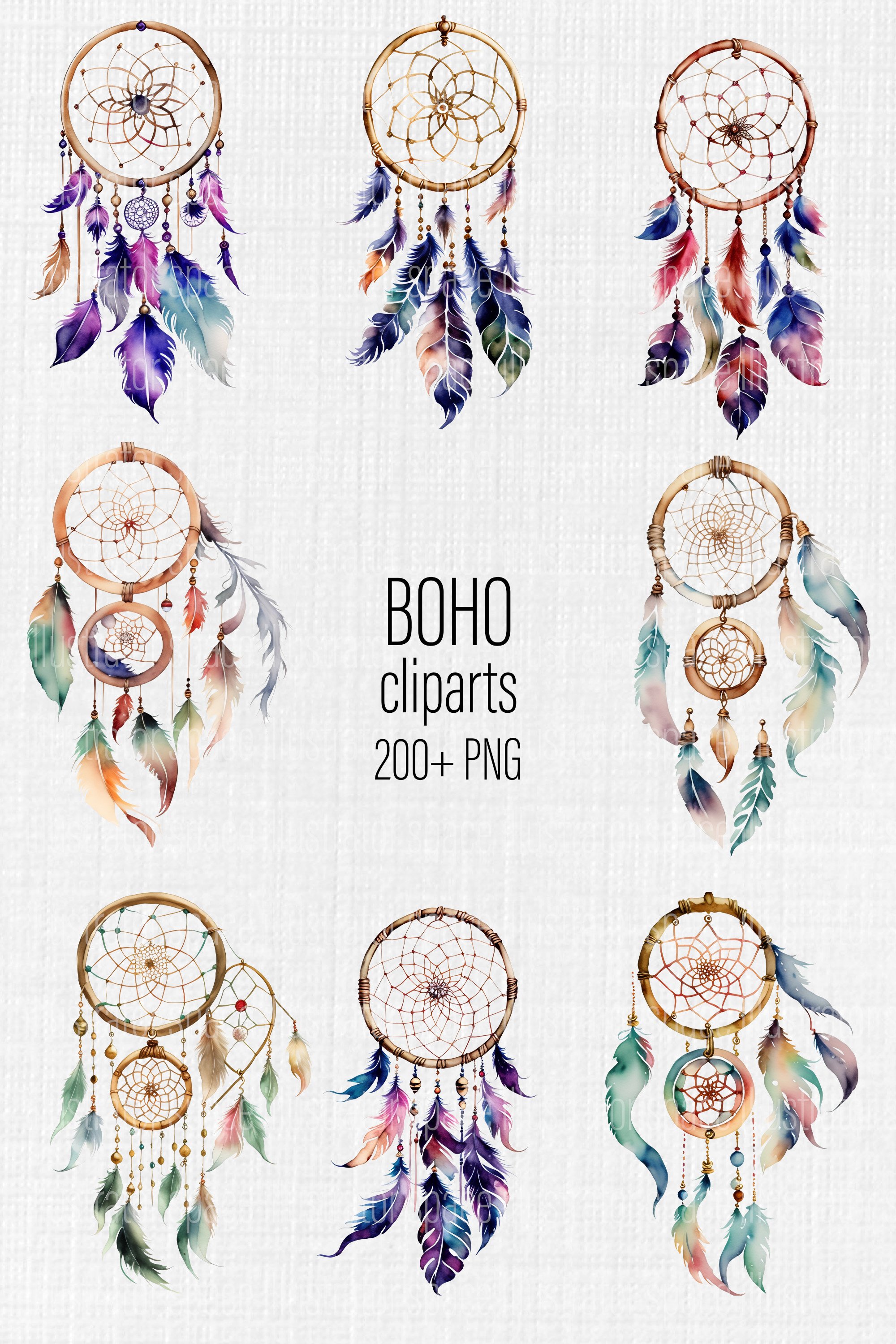 Boho clipart, Boho Wedding clipart 200 PNG