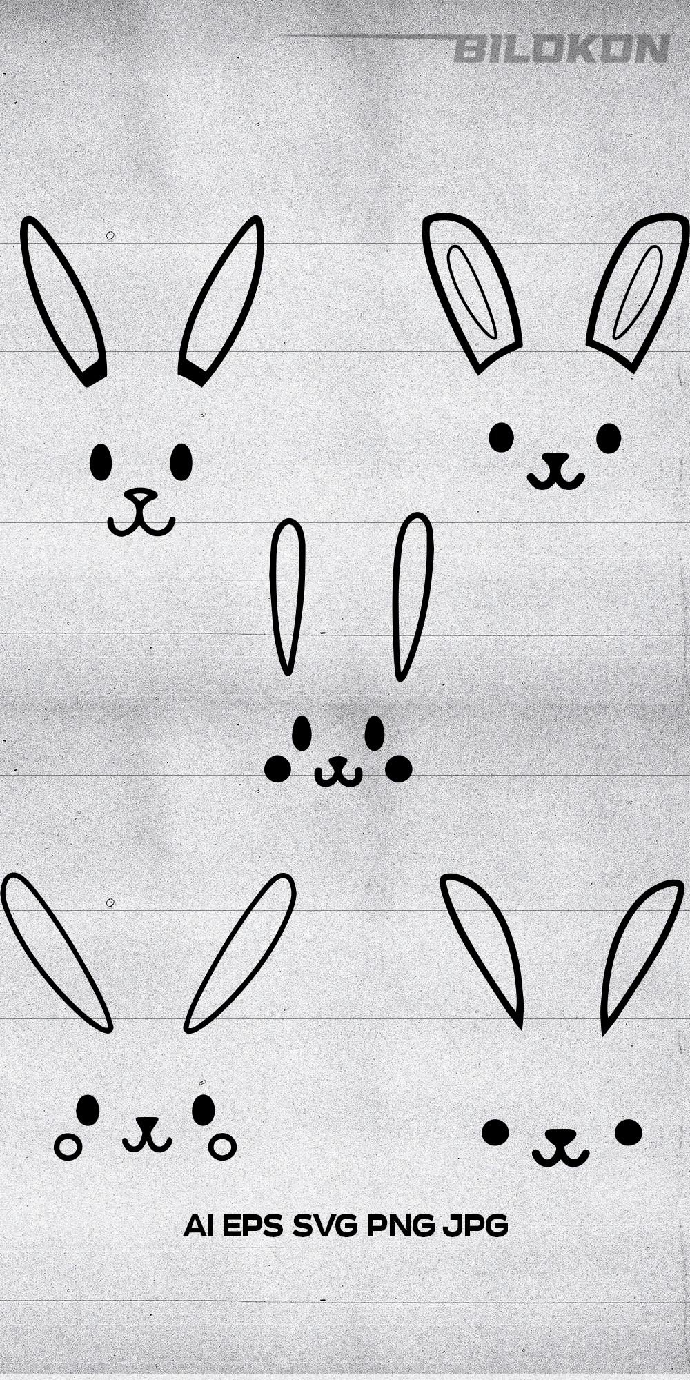 Cartoon Bunny head set icon, Vector illustration, SVG