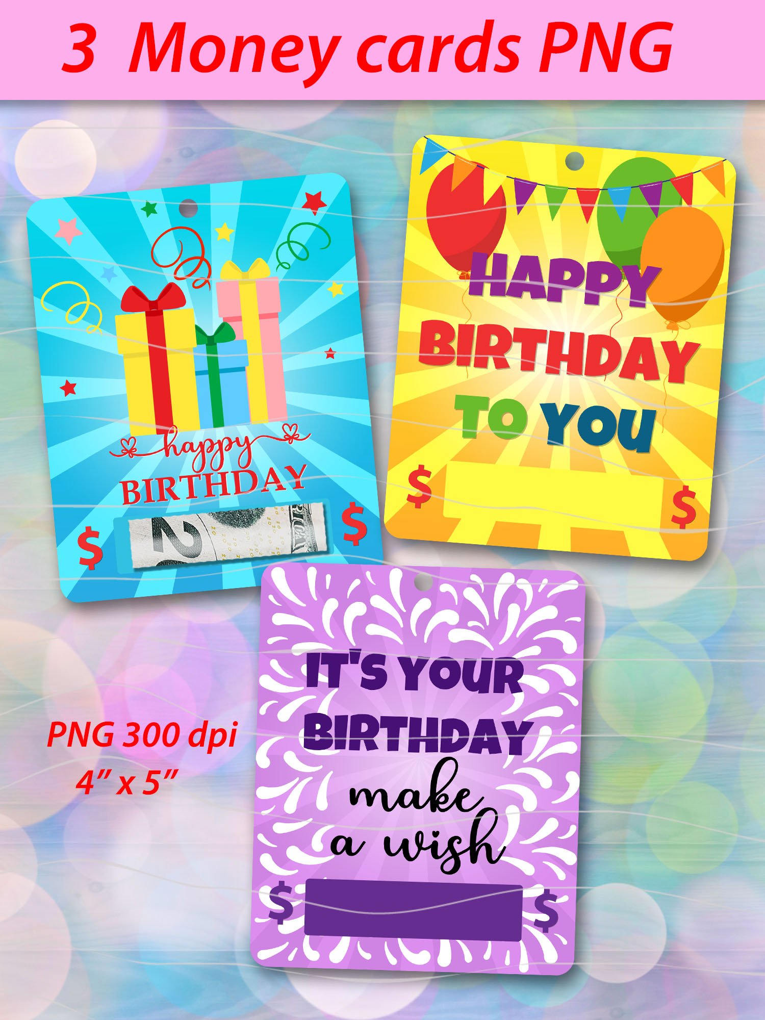 Birthday money card png| printable birthday card template