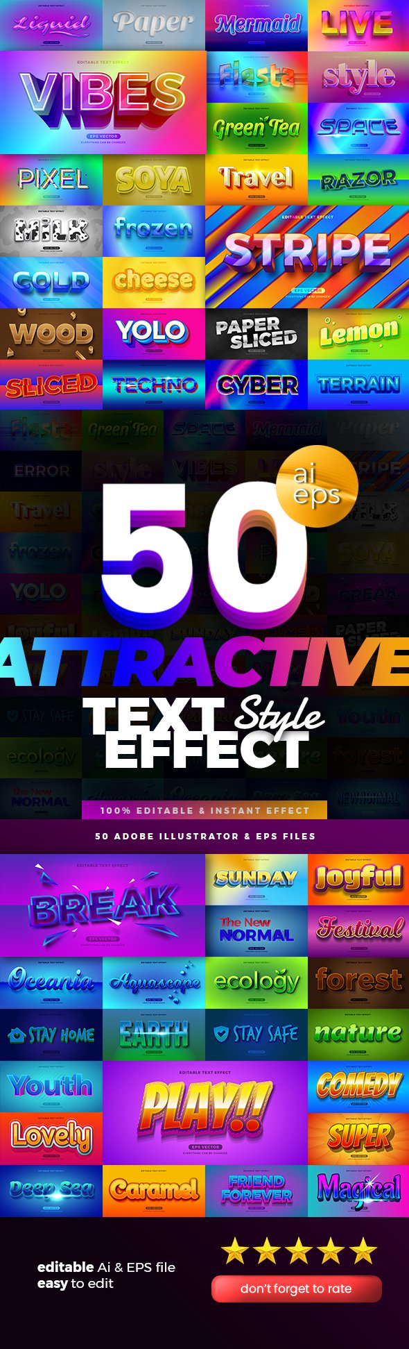 50 Attractive Text Effect Style Vector Adobe Illustrator