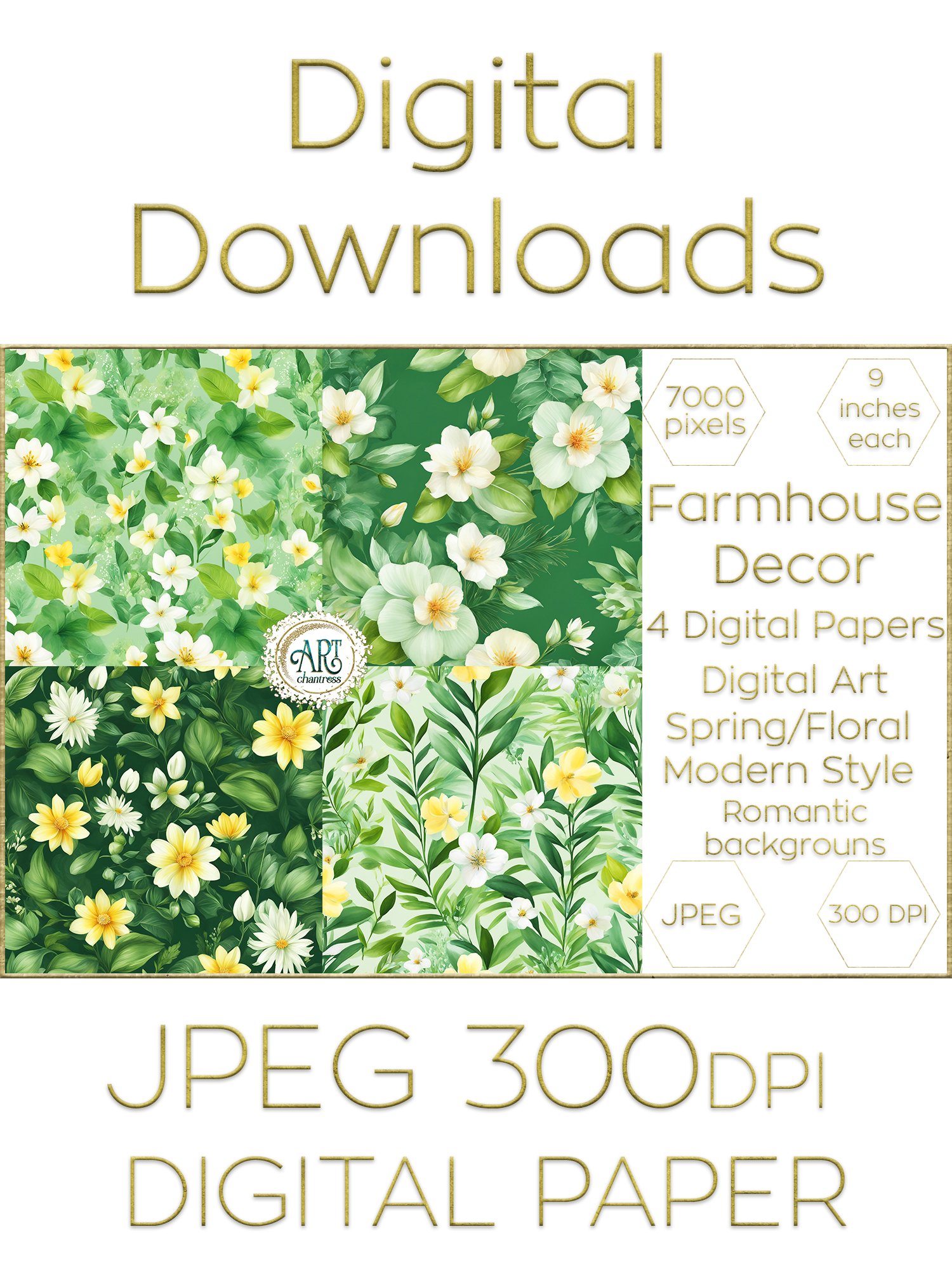 Floral Spring flowers Romantic Digital Paper Fresh (3518674)