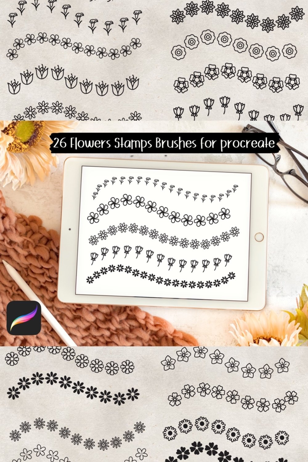 26 Flowers Stamps Brushes for Procreate