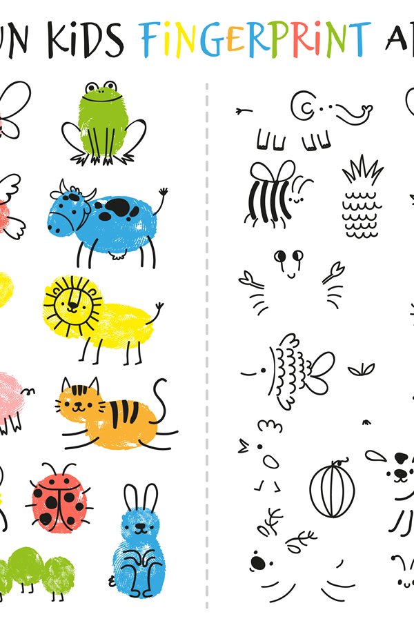 Fingerprint game for kids. Fun educational activity for chil