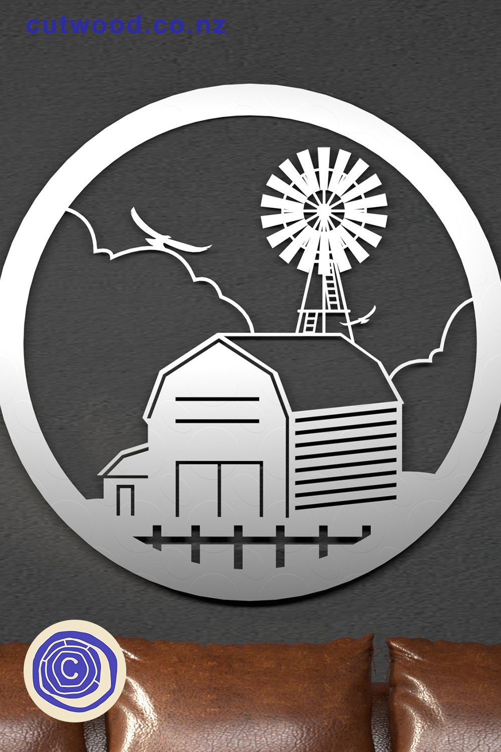 Barn and Windmill Wall Art SVG file