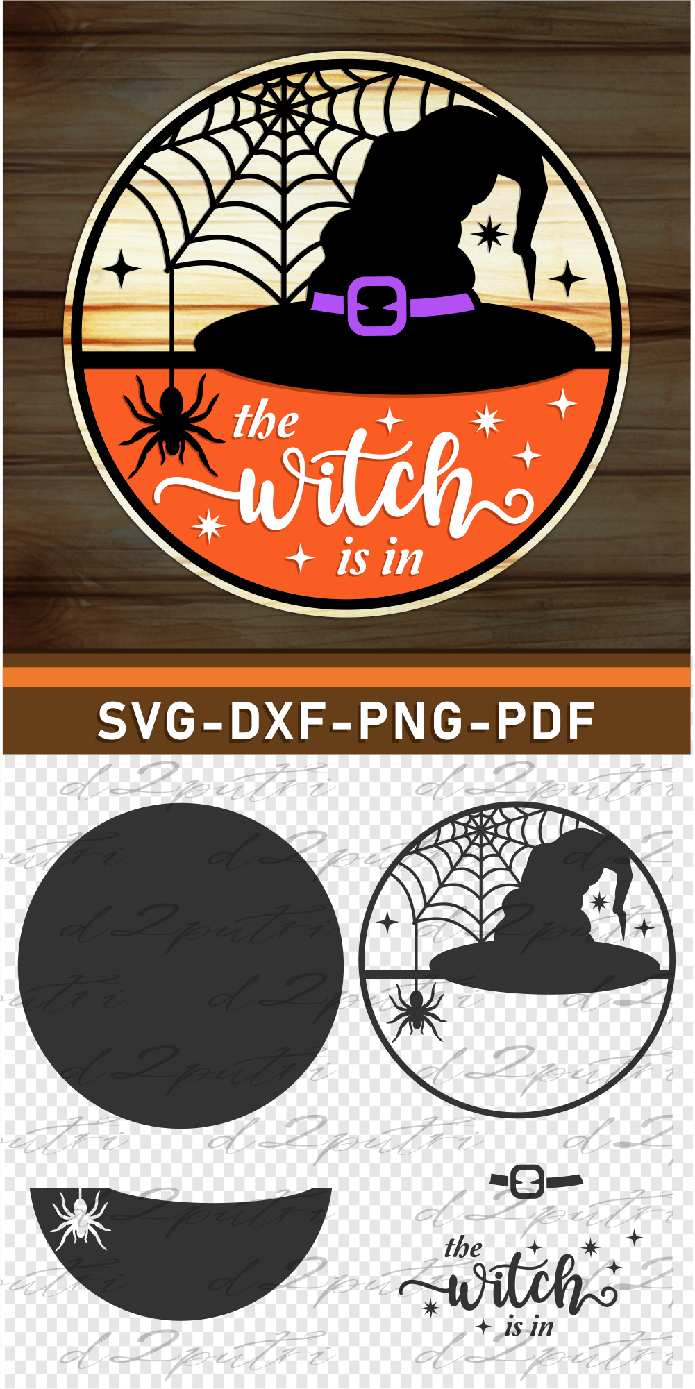 The Witch Is In Round Door Hanger Sign SVG Cut Files