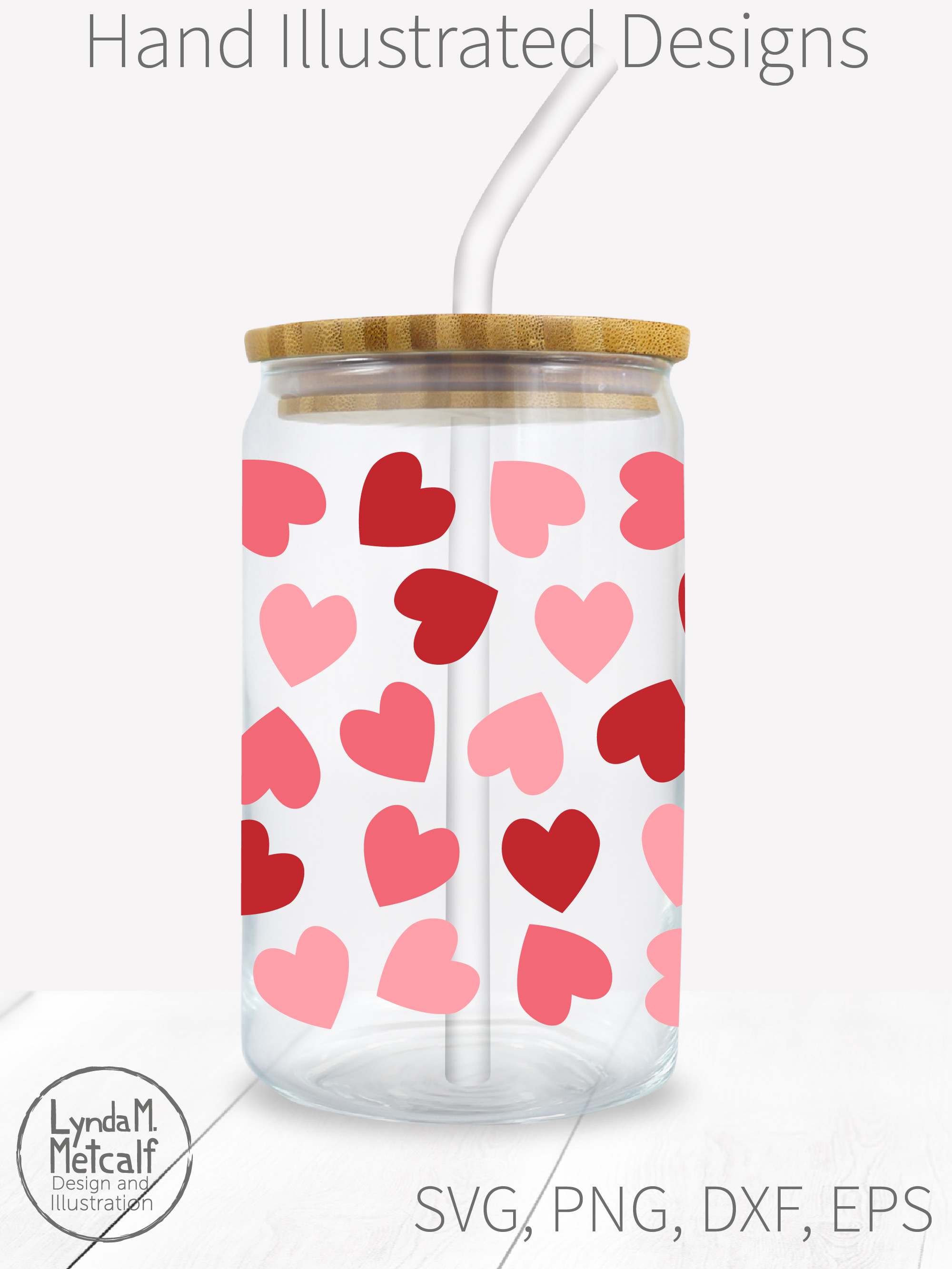 Valentine Hearts Libbey Glass Can Wrap Svg and Png Files