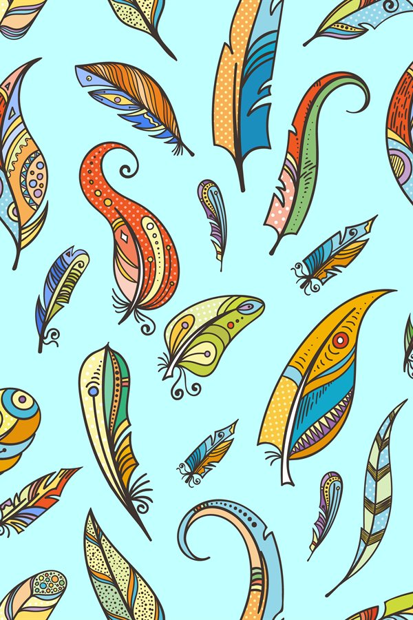 Tribal feathers in boho style. Vector fashion seamless patte