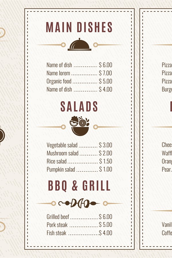 Design template of restaurant menu with place for your text
