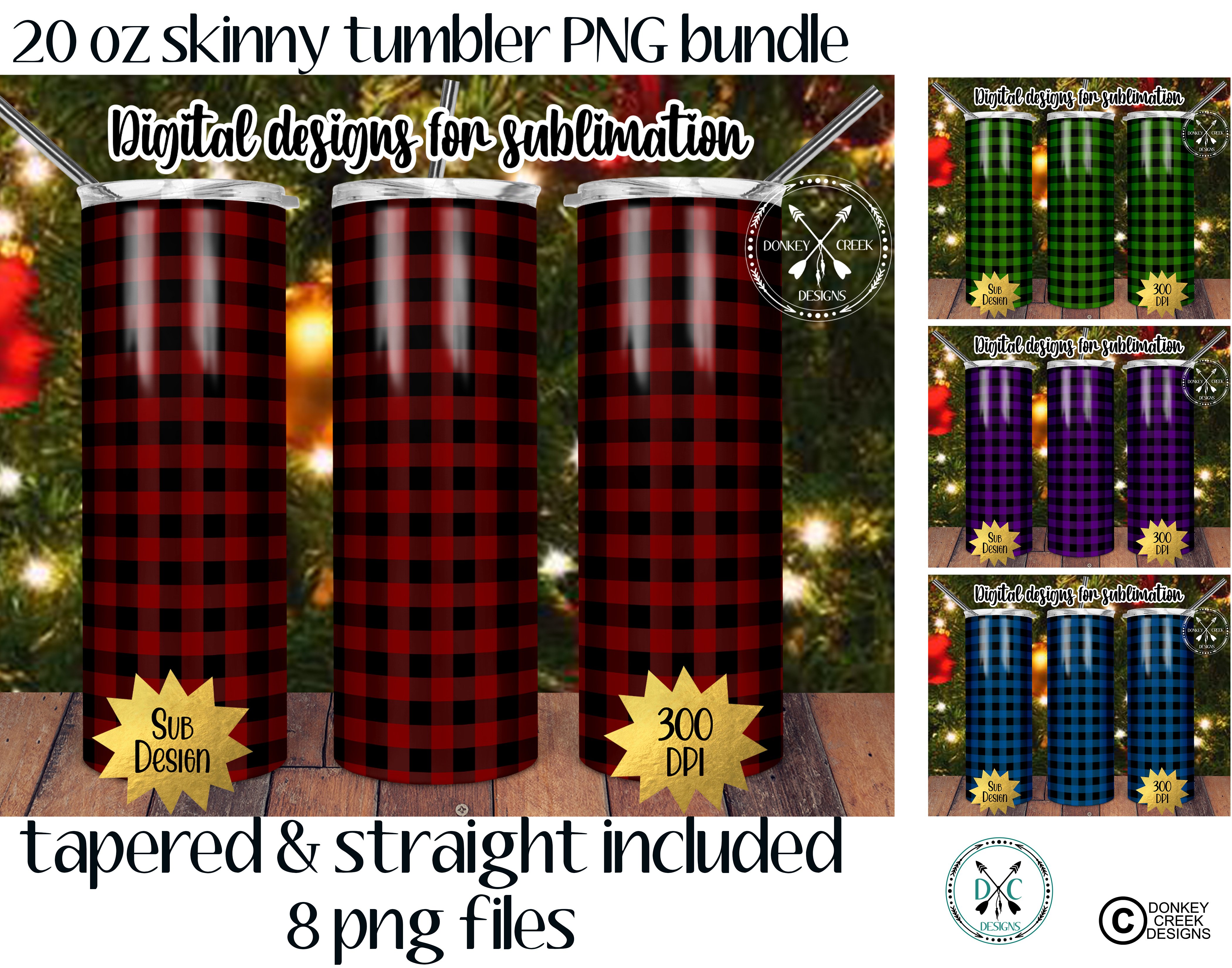 Plaid 20 oz Skinny Tumbler PNG Bundle- Sublimation Design