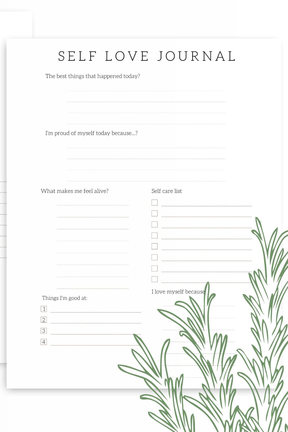 Self Care & Love Journal Sheet | Life Energy Receiver