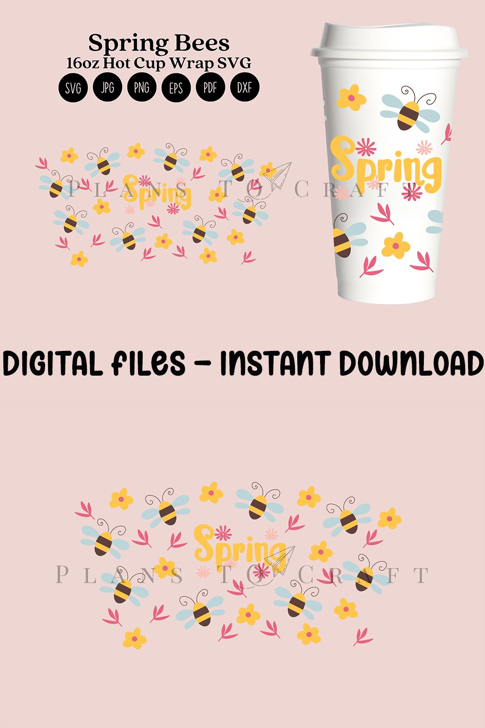 spring bees daisy starbucks 16oz hot cup wrap