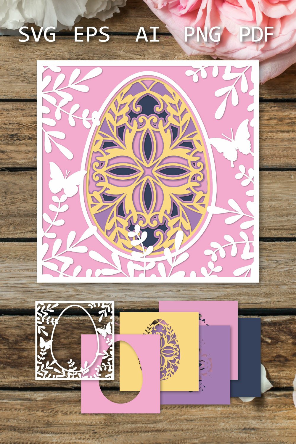 3D Easter Egg Layered papercut SVG, Happy Easter 3D card