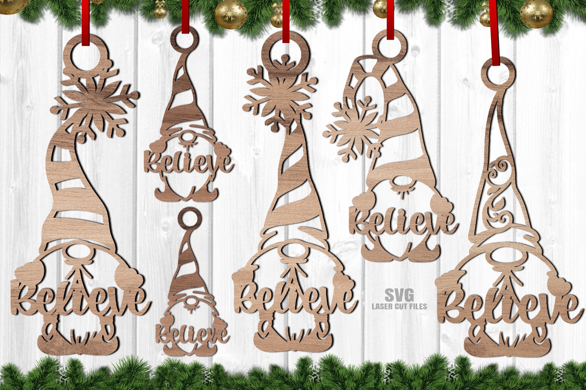 Christmas Ornament SVG Bundle | Gnome Laser Cut Files