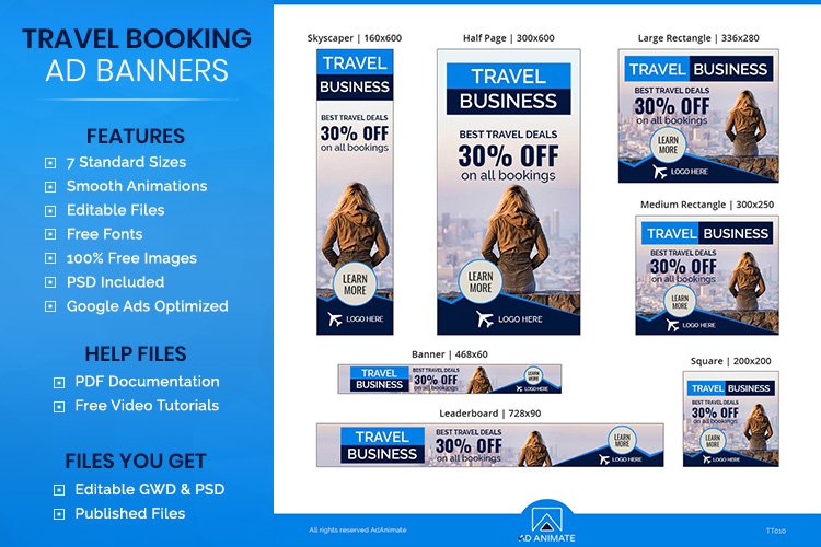 Travel Business Banner HTML5 Ad Templates