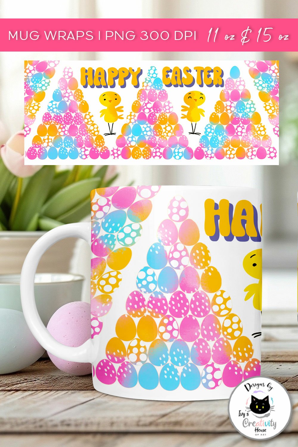 Cute Easter Mug Sublimation Design | Happy Easter Mug Wrap