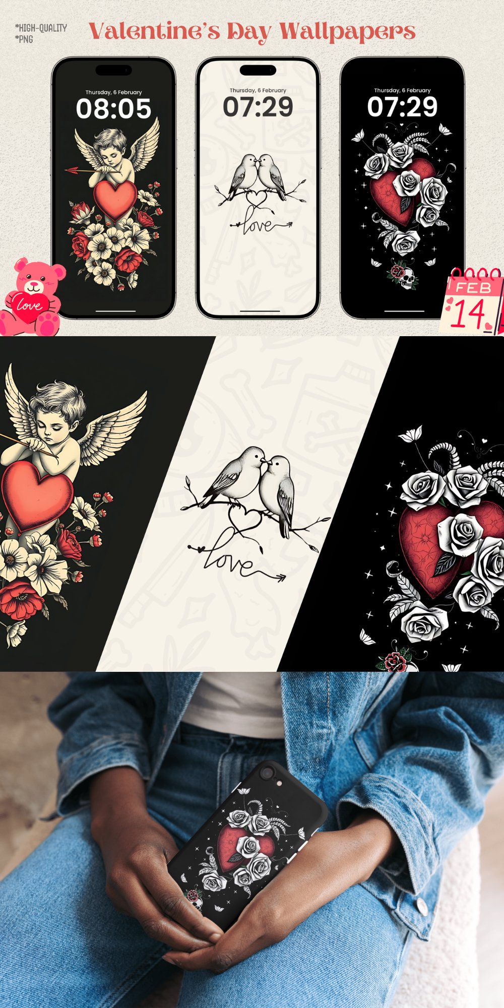 Valentines Day Phone Wallpapers - 8k Wallpaper Illustrations