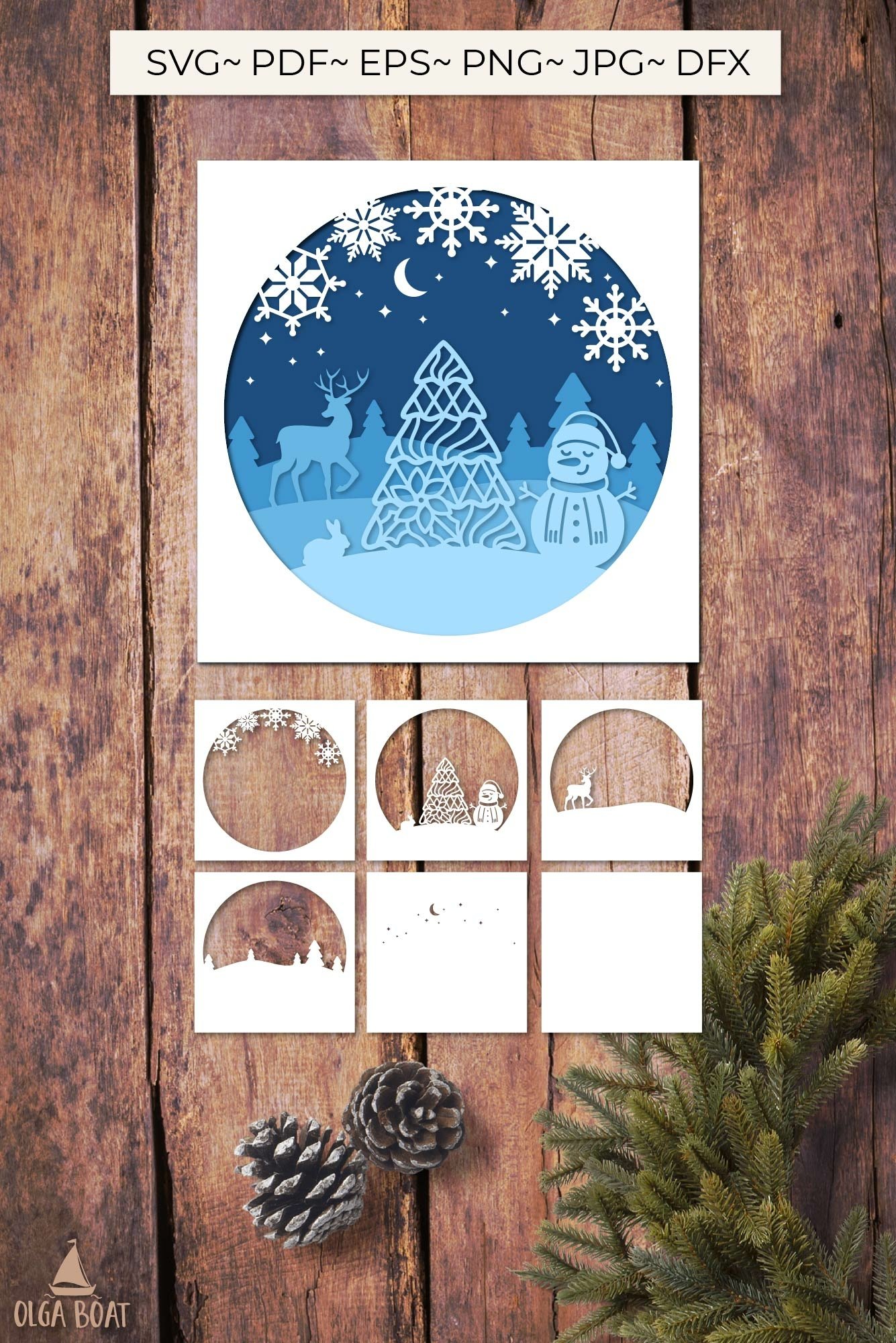 3d Christmas shadow box svg Christmas layered papercut
