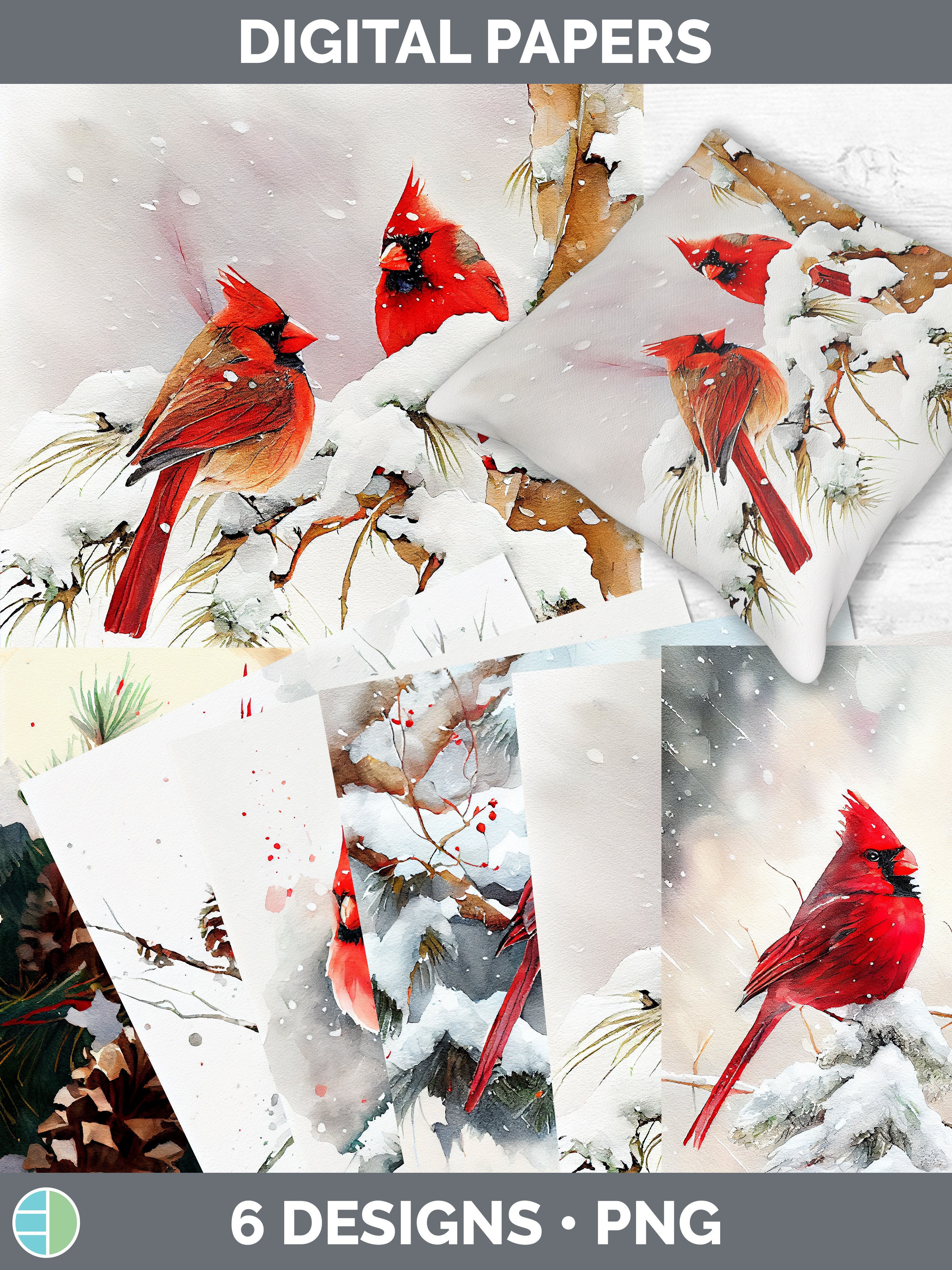 Christmas Cardinal Backgrounds | Digital Scrapbook Papers