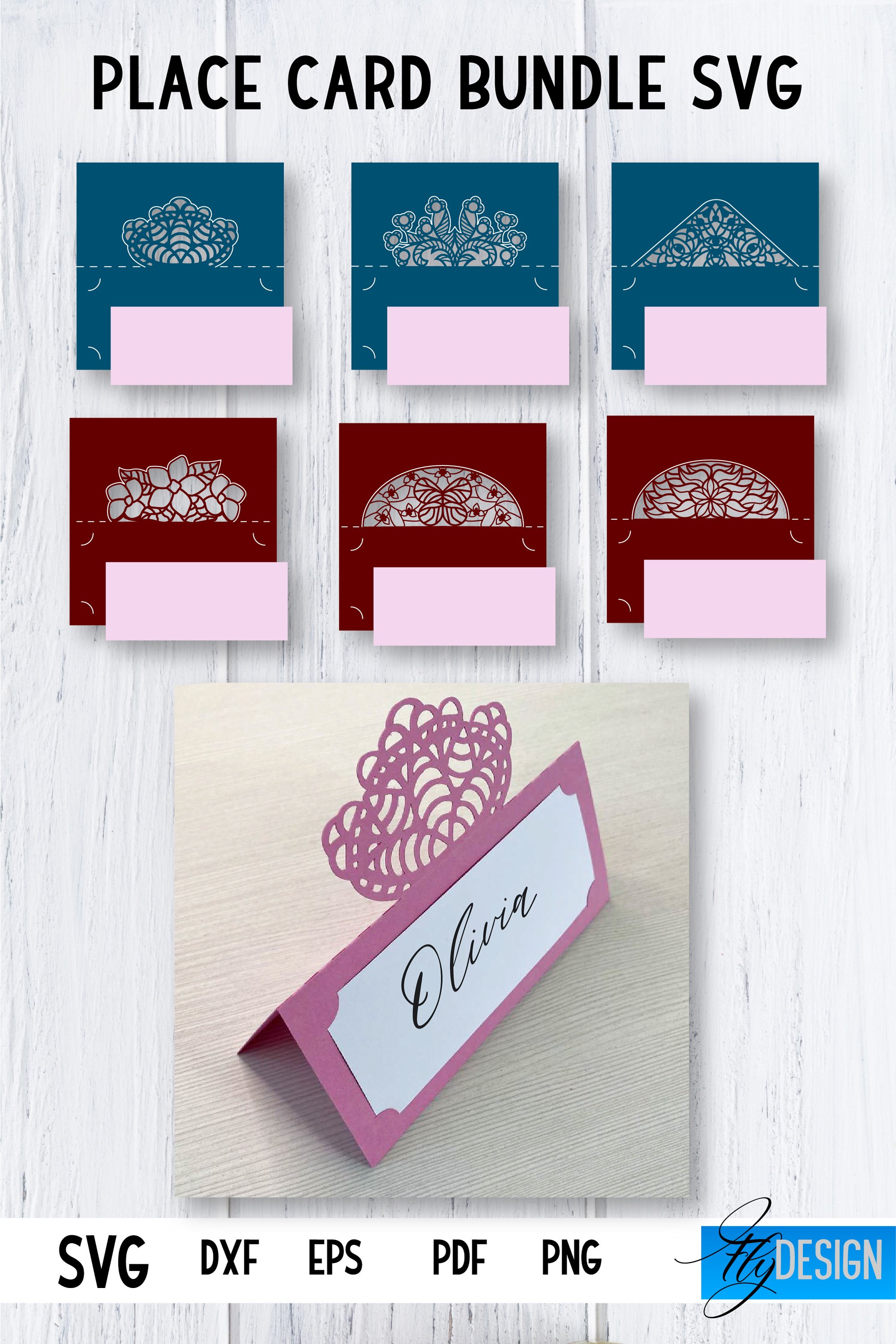 Lace Place Card Template | Wedding SVG Bundle | Escort Card