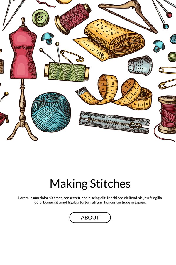 Vector hand drawn sewing elements background (847541)