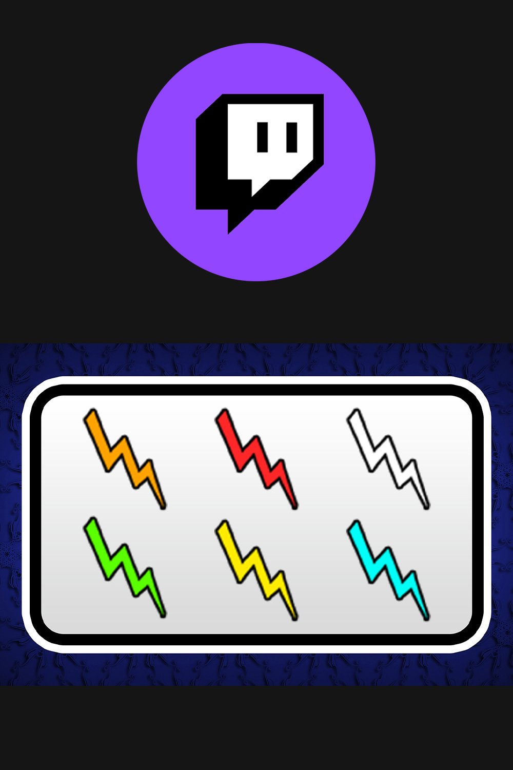 Twitch lightning sub and bit badges for streamer