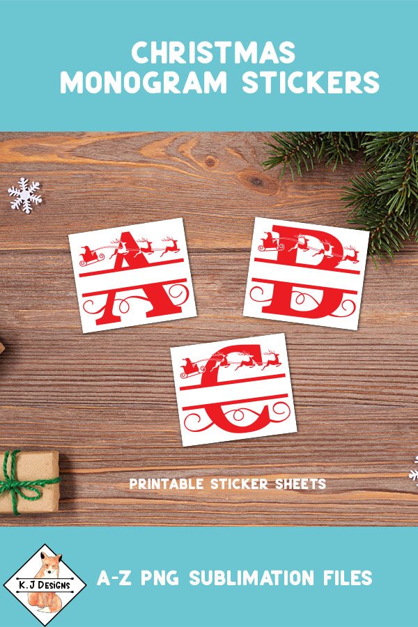 Christmas Monogram Stickers | Print &amp; Cut