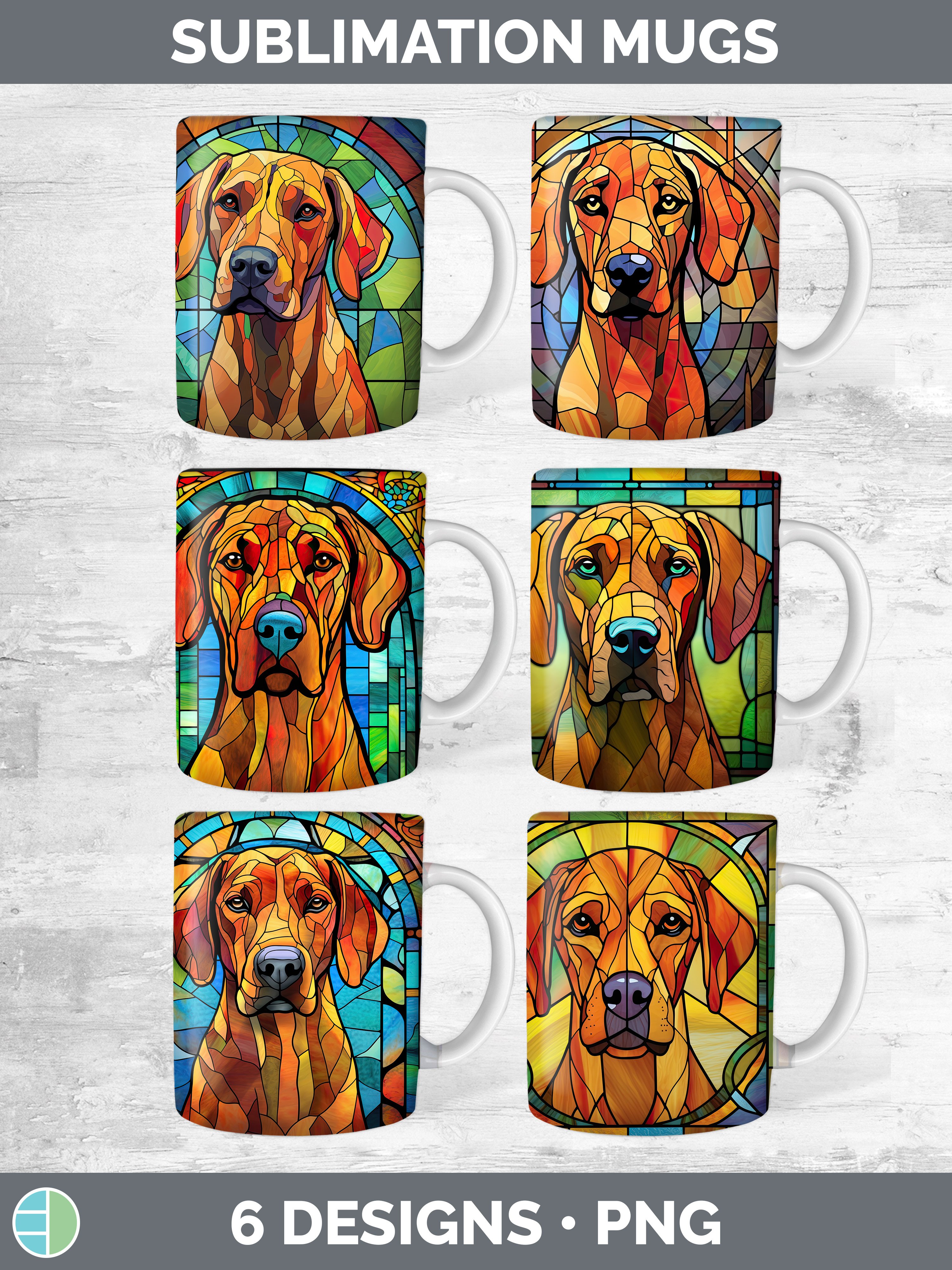 Stained Glass Pattern Rhodesian Ridgeback Stained Glass Rhodesian Ridgeback Dog Mug Wrap | Sublimation