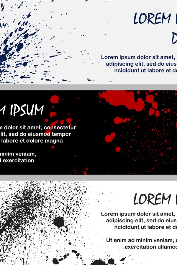 Inky red an black splashes banner templates