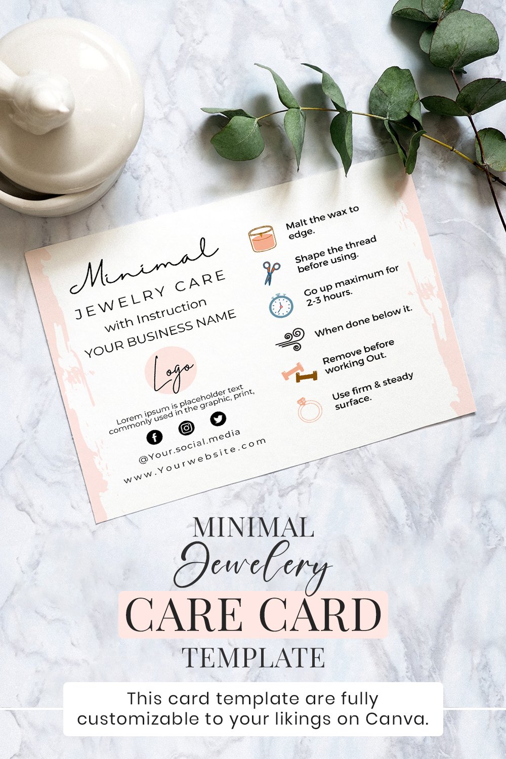 Editable Jewelry Care Card Template | Printable Care Card
