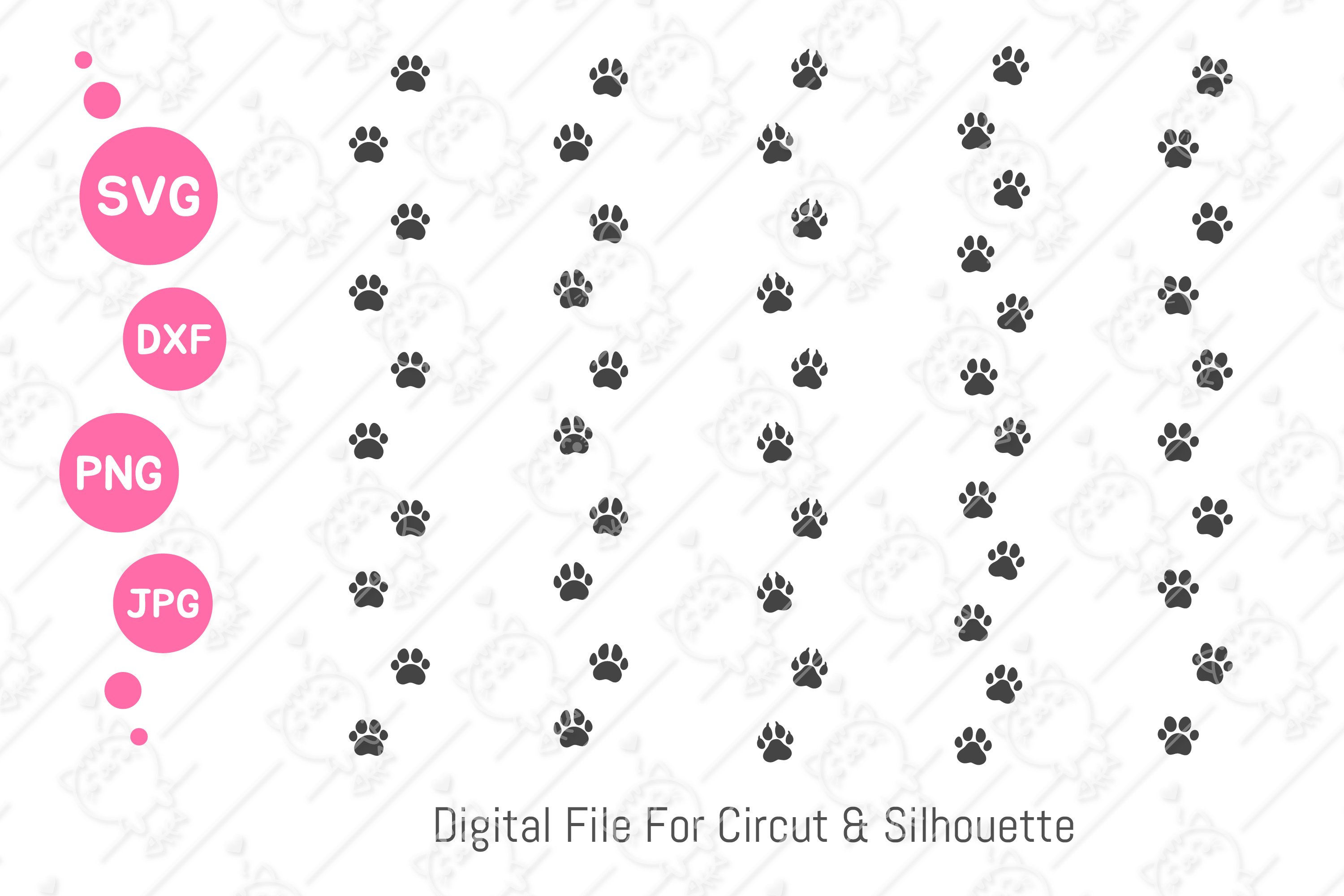 Dog and cat paw prints. dog footprints with claws. (1349443)