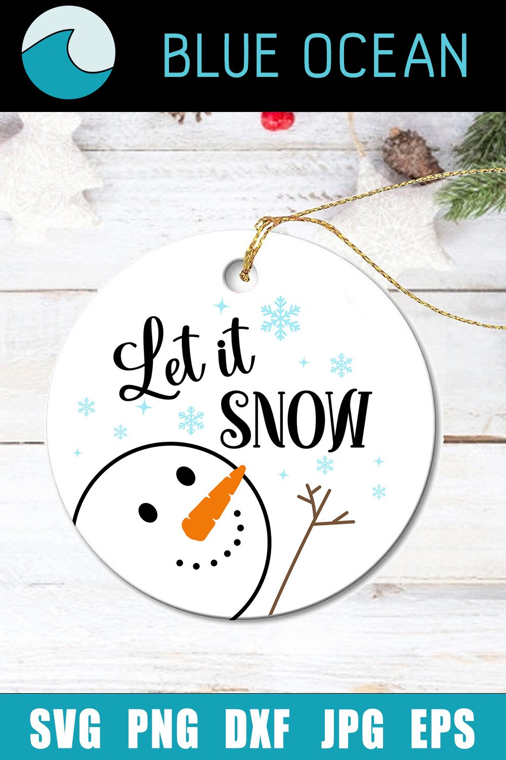 Let it snow SVG, Christmas round sign SVG, Snowman SVG