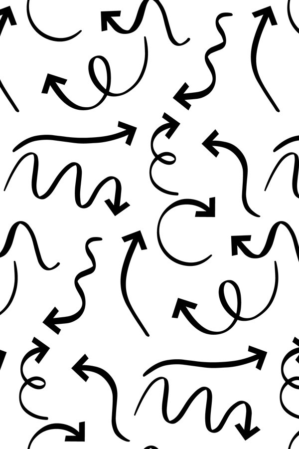 Pattern With Rounded Arrows Arrows seamless pattern. doodle curved arrow handmade textur